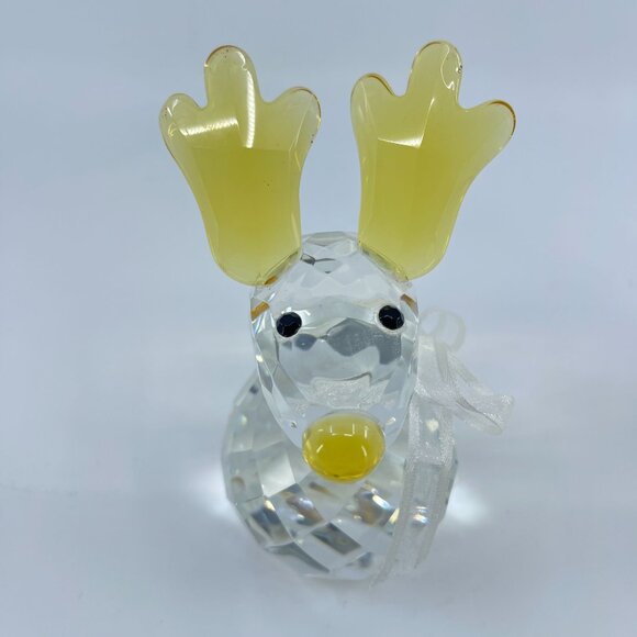 crystal reindeer figurine paperweight with yellow antlers & ribbon scarf - Picture 5 of 5